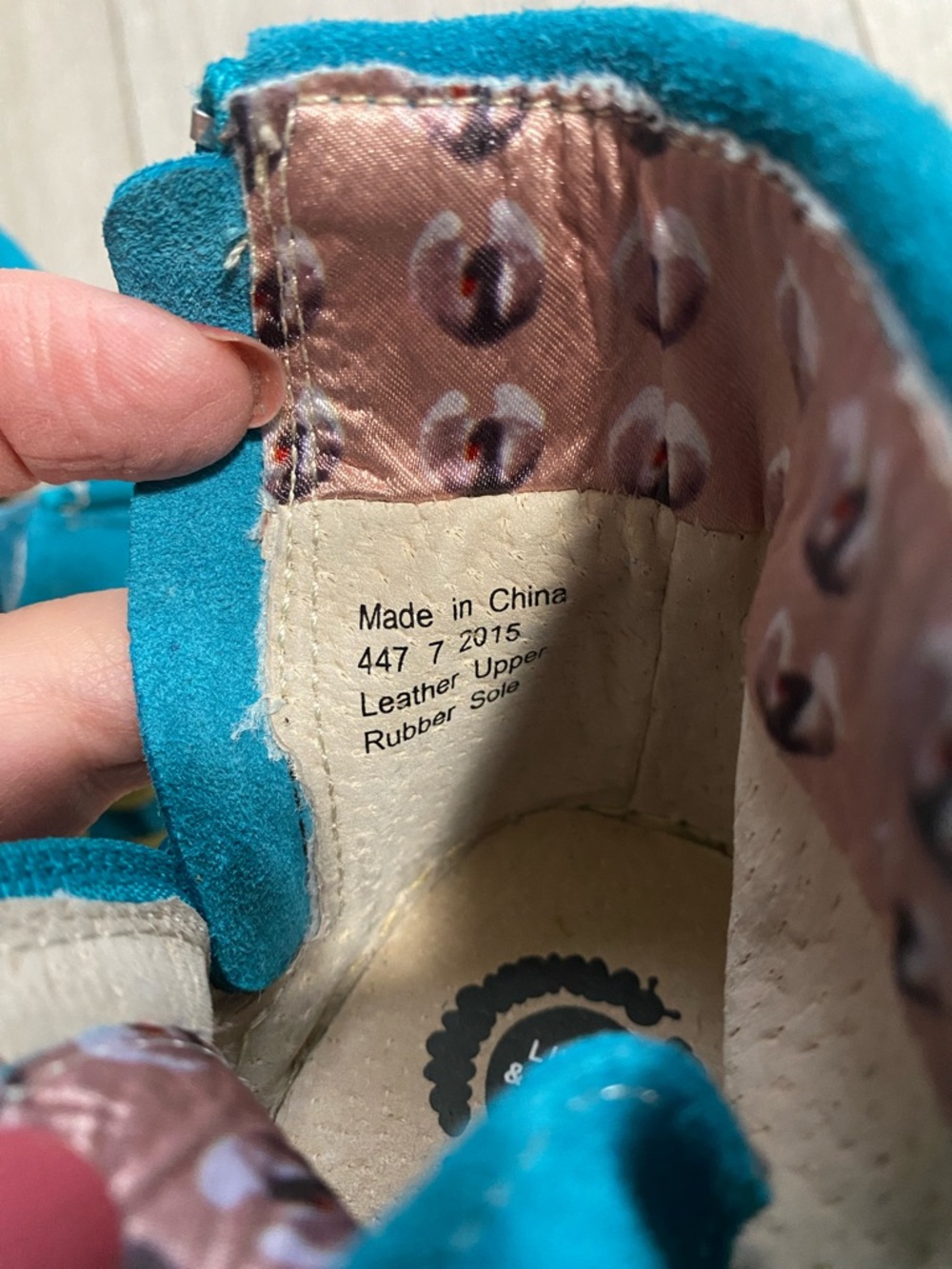 Livie & Luca Teal Suede Moccasins with Olive Laces Blue Leather Boots Girls Sz 8 - Picture 8 of 9